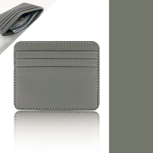 Candy Color PU Leather Card Holder - Multi-Slot Slim Wallet for Credit/Id Cards