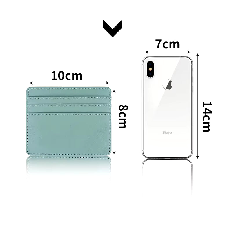 Candy Color PU Leather Card Holder - Multi-Slot Slim Wallet for Credit/Id Cards