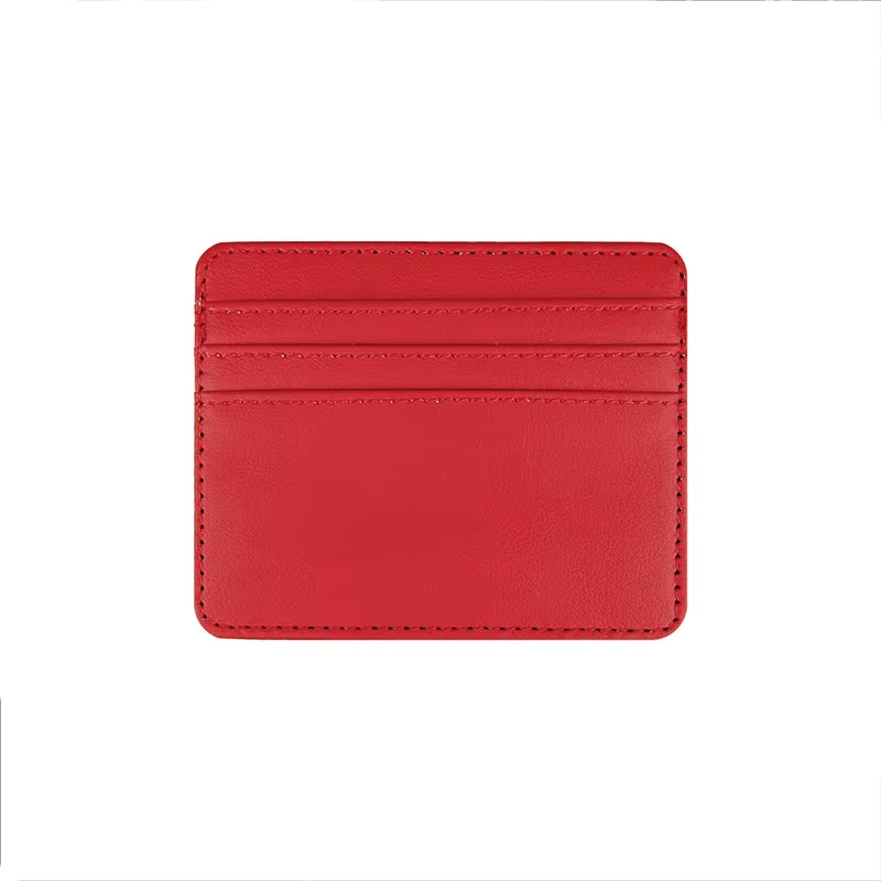Candy Color PU Leather Card Holder - Multi-Slot Slim Wallet for Credit/Id Cards