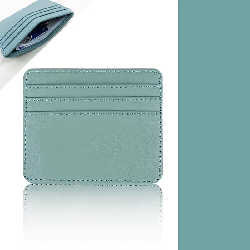 Candy Color PU Leather Card Holder - Multi-Slot Slim Wallet for Credit/Id Cards